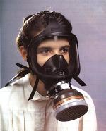 a person wearing a gas mask