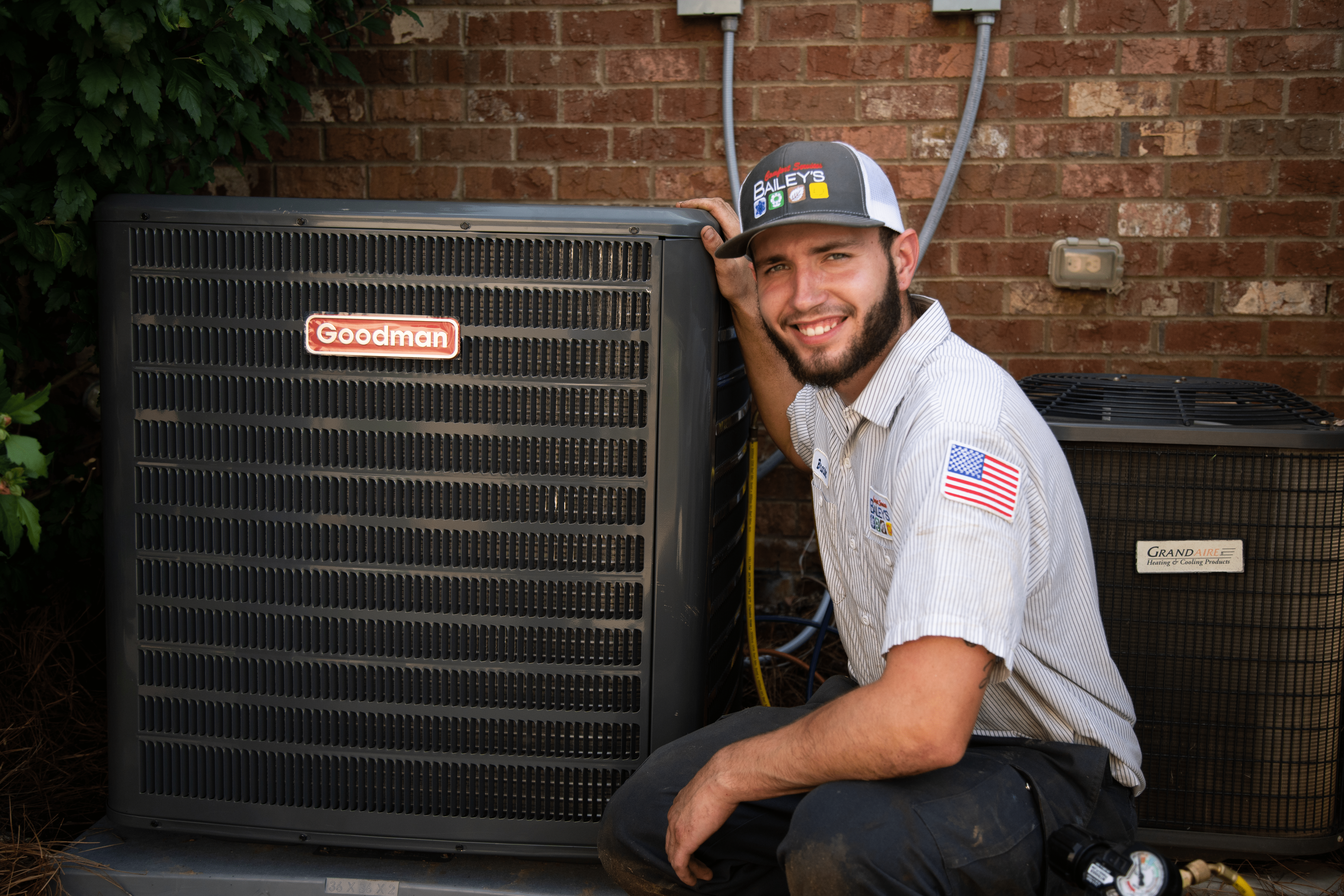 One of our technicians working on an AC - call Bailey's today for a repair!