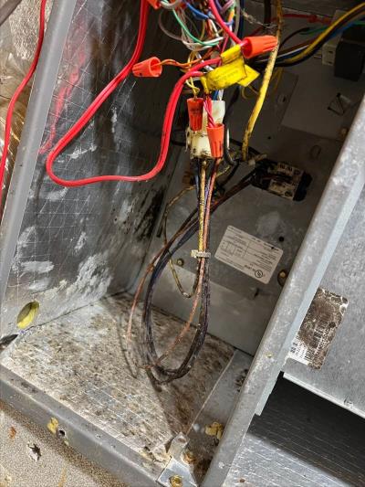 The interior of an air handler in Martinez. Call Bailey's for all your HVAC concerns.