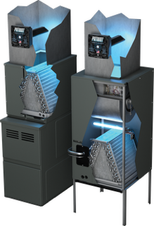Patriot Carbon-UV air purifiers installed on a furnace and an air handler with UV light on the coil